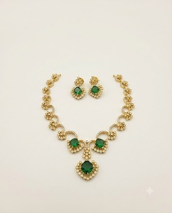 Elegant Cushion Cut Stone Statement Necklace <b>Set</b> Sparkling American Diamond Drop Earrings <b>Set</b> Indian Fashion <b>Jewellery</b> For Women - Product Image 1