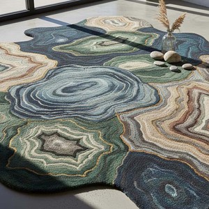 Luxury Abstract Geode Area Rug Irregular Shape Soft Hand Tufted Carpet for Living Room Bedroom <b>Floor</b> Decor Non Slip Modern Rug - Product Image 2