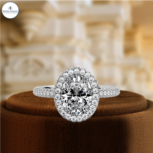 Anillo de compromiso con diamante cultivado en laboratorio, corte ovalado de 1 quilate, certificado IGI, anillo de promesa, oro blanco de 14 quilates, anillo nupcial, banda con incrustaciones parciales. - Product Image 2