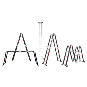VIETLADDERS NVLG-44 4-Segment Aluminum Folding Combination <b>Ladder</b> for Hotel Use with Easy-Fold Design Platform 1-Year Warranty - Product Image 4