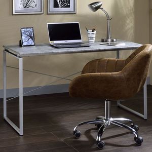 Scrivania Rettangolare con Piano in Finto Cemento Argento, Design Elegante per Computer - Product Image 2