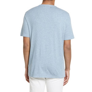 Camiseta Casual de Manga Corta para Hombre, Cuello Redondo, Color Azul Claro, Corte Regular, Tejido de Punto, 100% Algodón, Transpirable, Color Sólido - Product Image 3