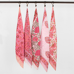 Handmade Craftjaipur Floral Cotton Bandana Block Printed Eco-Friendly Airflow Breathable Unisex Scarf <b>Head</b> <b>Wrap</b> 21x21 Inches - Product Image 1