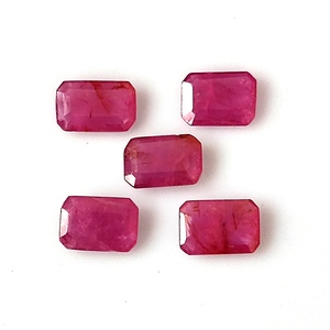 Rubis naturel non traité, rose-rouge, non chauffé, taille émeraude, facetté, pierre précieuse en vrac, 4x6 mm, 2,40 carats, 5 pièces pour la création de bijoux - Product Image 1