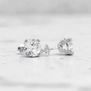 Boucles d'oreilles solitaires en diamant taille ronde, fermoir à vis classique, argent sterling 925, moissanite, plaqué or, cadeau pour elle - Product Image 2