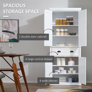 Armadio Dispensa da Cucina Tradizionale Bianco da 72 Pollici con 3 Ripiani Regolabili e Ante, Soluzione per l'Organizzazione della Cucina - Product Image 4