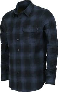 เสื้อเชิ้ตผ้าสักหลาดลายสก๊อตสีดำสำหรับผู้ชายเสื้อเชิ้ตลำลองคอปกสองชั้นติดกระดุมสำหรับฤดูใบไม้ร่วง - Product Image 1