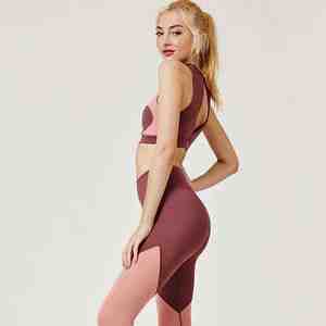 Ensemble de yoga 3 pièces pour femmes, fabriqué en usine, respirant, extensible, taille haute élastique, 100% coton, idéal pour le sport et la gym - Product Image 6