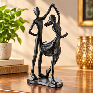 Sculpture artisanale en bronze noir de couple dansant, figurine élégante et romantique, statue artistique en métal pour la décoration de la maison ou du bureau - Product Image 2