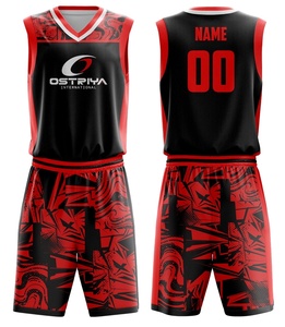 Ensemble de maillot de basket sans manches imprimé 100 % polyester grande taille, respirant, séchage rapide, antibactérien, personnalisable avec le nom de l'équipe - Product Image 1