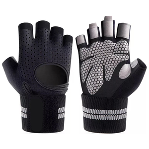 Gokopm <b>Half</b> Finger Gym Gloves Nylon Mesh Breathable Adjustable Wrist Strap Fasten Non <b>Slip</b> Weight Lifting Fitness Unisex - Product Image 3