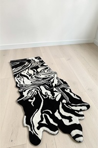 Alfombra de Lana Abstracta de Pelo Corto, Hecha a Mano, Premium, Color Beige Neutro Moderno, Apta para Mascotas, Antideslizante, Ecológica, para Uso Doméstico y Comercial - Product Image 3