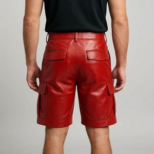 Shorts en cuir respirant pour homme, multi-poches, 100% cuir, tendance été, décontractés - Product Image 6