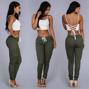 OEM 2026 Streetwear Multiple Pockets Women's Cargo Pants with <b>Drawstring</b> Waist Belt Loops Tapered Leg Casual <b>Trousers</b> - Product Image 5