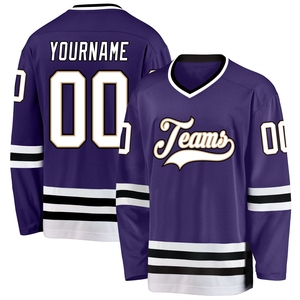 Maillot de hockey personnalisé OMMIZ INDUSTRY, best-seller, doré, violet-noir, avec lacets au col - Product Image 4