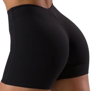 Shorts de sport pour femme, noirs, taille mi-haute, à empiècements, haute élasticité, compression, pour la gym, le yoga, le fitness, la course et l'entraînement - Product Image 3