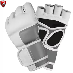 SUMROOS Customizable Digital Printed Half Finger MMA Gloves PU Leather Laced Training Sparring Boxing Adjustable Martial Arts - Product Image 4