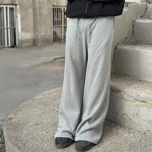 2026 Custom Street Wear Outdoor Casual Men's Oversize Sweatpants to Lengthen Pure 100%Cotton Low Waist flare Sweat Pants for Man - Product Image 3