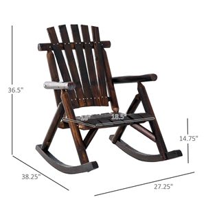 Sillón Adirondack Rústico Individual con Respaldo Alto y Reposabrazos, Silla Mecedora de Madera para Exteriores, Patio y Jardín, Asiento con Listones - Product Image 3