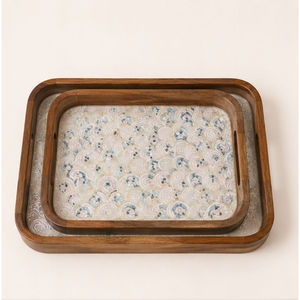 Plateau rectangulaire en bois avec poignée, design Art Déco, motif nature morte, thème floral et fruité, utilisation décorative, dernier design moderne, pour la nourriture - Product Image 6