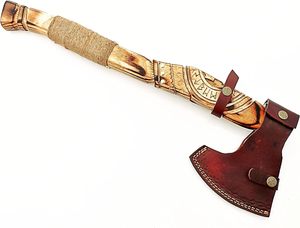 Hacha Vikinga Hecha a Mano y Personalizada, Cabeza de Acero Inoxidable, Mango de Madera, Grado Industrial, Herramienta de Corte para Camping y Senderismo, Funda de Cuero - Product Image 3