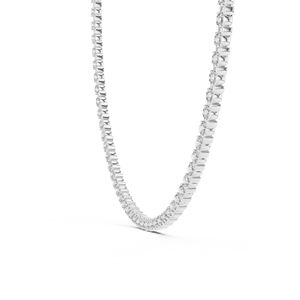 Collier tennis UNIQUE pour femme en or blanc 18 carats plaqué rhodium, orné de diamants de laboratoire taille brillant et pierres latérales certifiées - Product Image 2