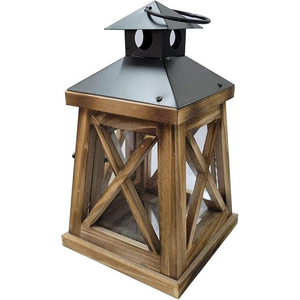 Farol de vela de madera vintage estilo castillo, centro de mesa rústico para bodas, decoración de pared interior/exterior para mesa, para Navidad - Product Image 1