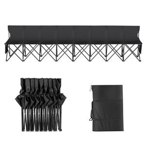 Lightweight Portable 8-Seat <b>Foldable</b> Soccer <b>Bench</b> with Side Pockets Folding Sideline Seating Back with Carrying Bag - Product Image 1