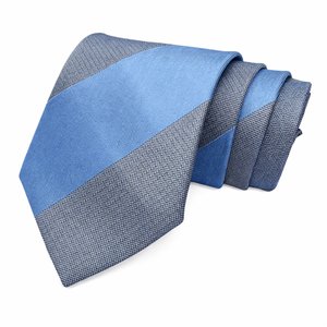 <b>Tie</b> Benon 100% Silk Sky Blue Grey Stripe <b>Tie</b> | Pocket Square <b>Set</b> Paisley Floral Animal Pattern | Formal Wedding | Business Wear. - Product Image 1