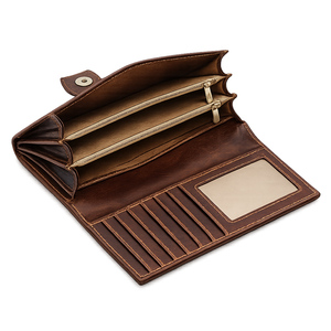 Custom Genuine Leather Women's <b>Long</b> Wallet RFID Blocking Zip Around Clutch <b>Purse</b> Card Holder with Multiple Compartments - Product Image 1