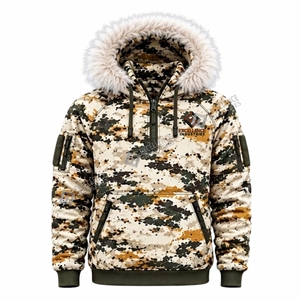 <b>Men</b> Solid Autumn Hunting Hoodie Warm Outdoor Hooded Jacket <b>Fleece</b> <b>Lined</b> Waterproof Windproof Soft Shell Waterproof <b>Coat</b> Hiking - Product Image 2
