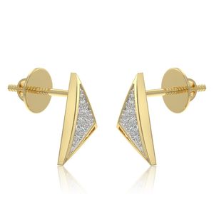 Boucles d'oreilles clous géométriques en or jaune avec diamant de laboratoire en forme de triangle - Product Image 3