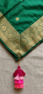 Bohemian Fabric Tassel <b>Decor</b> With <b>Pink</b> Layered Fringe For Indoor Hanging Home Accent - Product Image 4