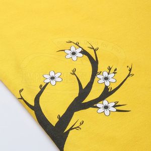 Camiseta Amarilla con Estampado Floral para Mujer, Camiseta Oversize Tie Dye de Manga Corta, Cuello Redondo, Corte Holgado, 100% Algodón Jersey Transpirable - Product Image 1