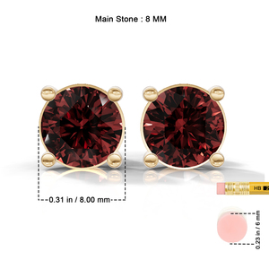 Heerani Jewels Natural Round Garnet 925 <b>Sterling</b> <b>Silver</b> Classic <b>Stud</b> Vermeil Rose Gold Unisex <b>Earrings</b> - Product Image 6