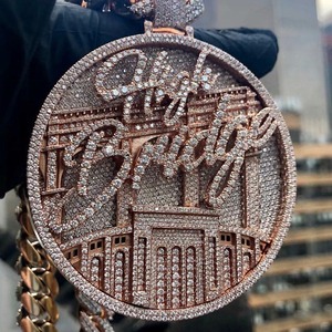 Collar con Colgante de Diamante Moissanite para Hombre, Estilo Hip Hop Urbano, con Brillo Duradero, Disponible para la Venta, Exportador Indio - Product Image 3