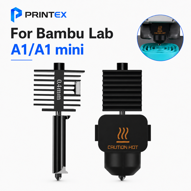 Hotend Kit with Hardened Steel Nozzle 0.2/0.4/0.6/0.8mm for Bambu Lab A1 Mini 3D Printer | High-Temp Extrusion Upgrade