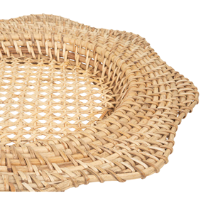 Floral Shape Bright Color Rattan Placemat, Vietnam Artisan Crafted Wicker Charger Plates, Luxury Sustainable <b>Table</b> Top Decor - Product Image 2