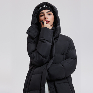 Manteau d'hiver long en duvet de canard, épais, imperméable, résistant au froid, à capuche, fermeture éclair, pour femme - Product Image 5