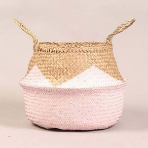 Wicker Belly Basket Handmade Woven Storage Basket Natural Seagrass Basket for Laundry Plant <b>Pot</b> Home Decor Use - Product Image 3
