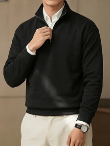 Sweat-shirts demi-zippés respirants pour hommes, les plus vendus 2026, en stock, à prix réduit, col montant, décontractés, en promotion - Product Image 4
