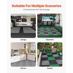 Resistente 24 pezzi incastro di drenaggio stuoie 15.7 'x 15.7' cuscino modulare grige piastrelle per pavimento antiscivolo per Garage esterno doccia-PP - Product Image 6
