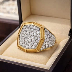 Anillo de compromiso para hombre de plata 925 con diamante moissanita, anillo grande sin cadena, al por mayor - Product Image 1