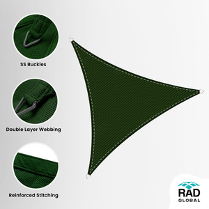 Voile d'ombrage triangulaire vert nuit HDPE, respirante, protection UV, pour jardin, patio, balcon, extérieur - Product Image 3