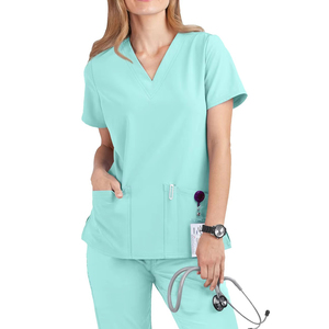 Pink High Quality Medical Scrubs Sets Knitted Cotton Quick Dry Breathable Needle Detection Unisex Hospital Uniform Made Pakistan - Product Image 6