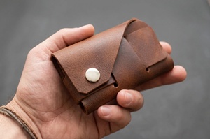 Genuine Cow Leather Stitchless <b>Wallet</b> No Stitch Design Slim Men Card Case Minimalist Mini <b>Wallet</b> with Gift Box LSSW-0008 - Product Image 5