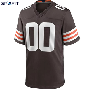 Maillot de football américain respirant 100 % polyester en maille, impression par transfert thermique, manches courtes, personnalisable avec nom, numéro et logo, vente en gros pour adultes - Product Image 4