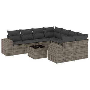Ensemble de canapés de jardin gris foncé en rotin avec coussins, mobilier contemporain pour l'extérieur - Product Image 2