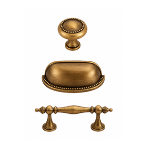 Ensemble de quincaillerie de meuble en laiton antique de qualité supérieure avec bouton, poignée de tiroir et poignée de tiroir-coupe pour cuisine, armoire et décoration de meubles, finition dorée - Product Image 1