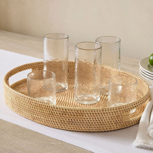 Plateau en rotin avec poignées, lot économique de plateaux festonnés pour rangement et décoration de table - Product Image 6